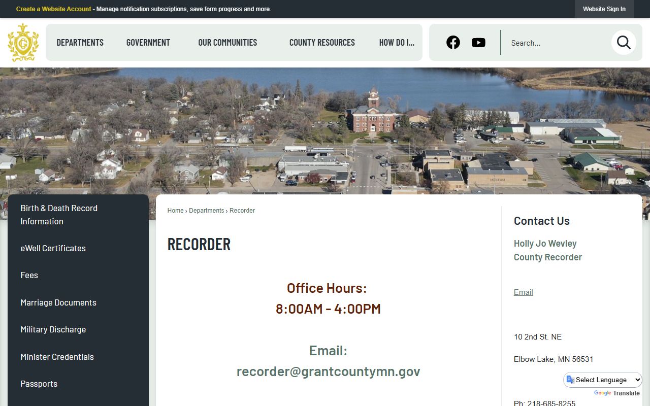 Grant County Court Administrator and Recorder office distinction