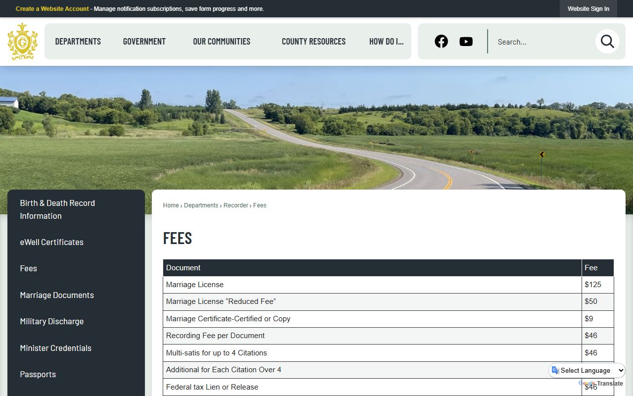 Grant County Court Administrator Recorder fee distinction