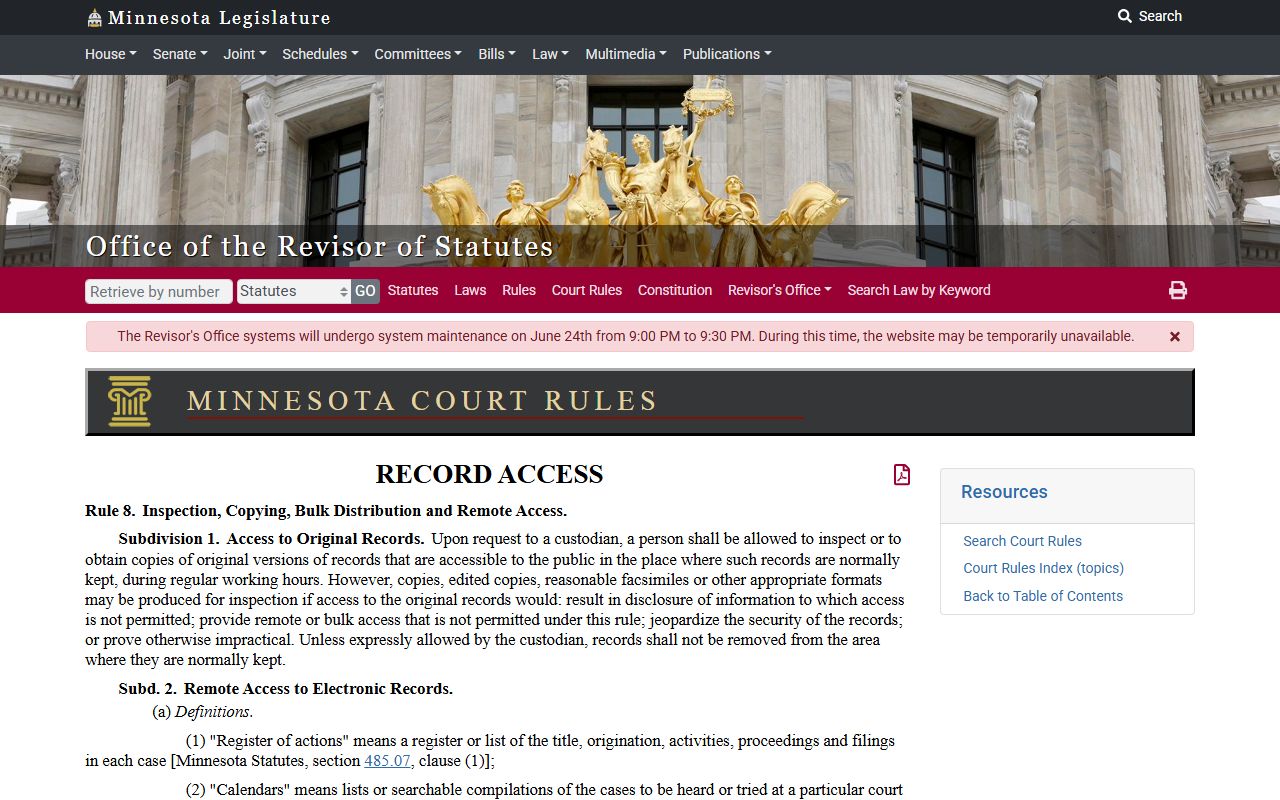 Grant County court records Rule 8 remote access
