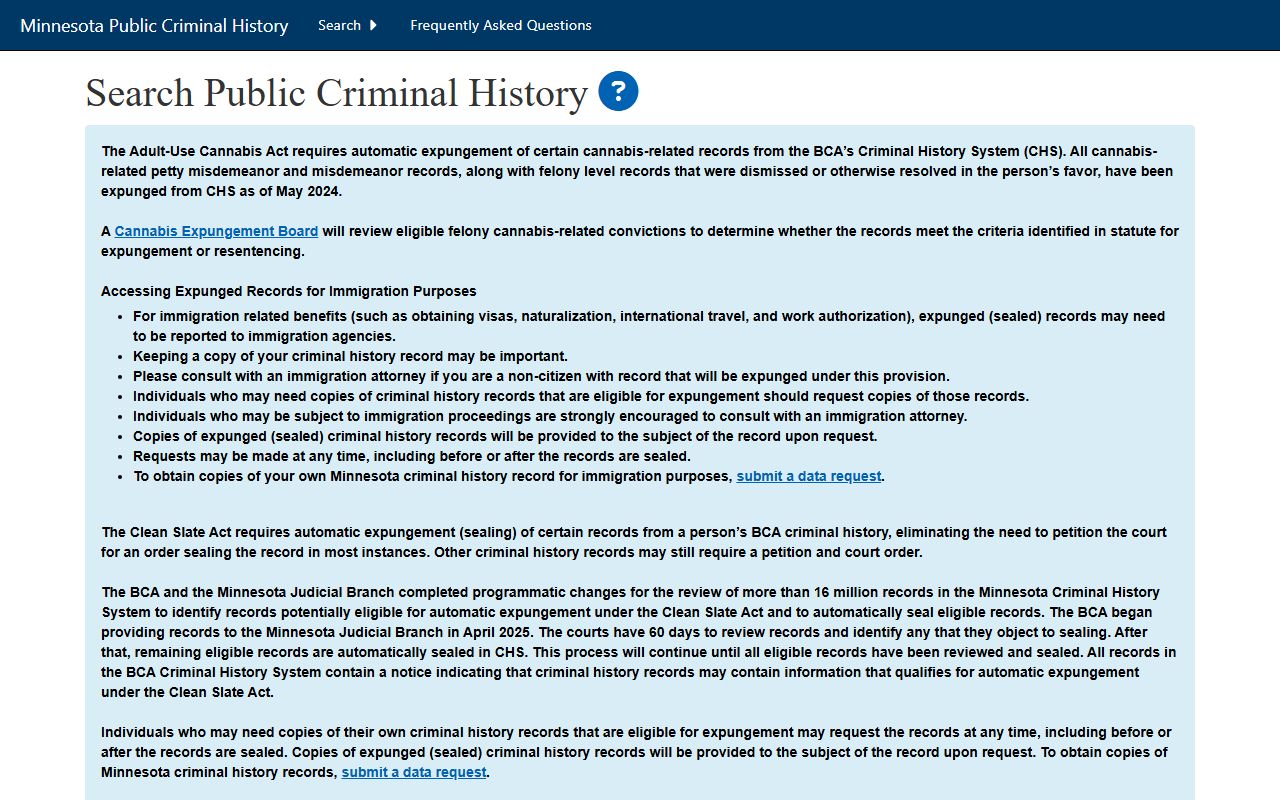 Grant County criminal court records BCA CHS search