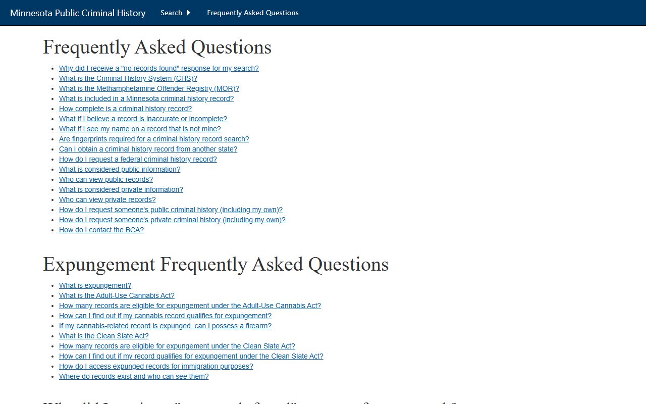 Grant County criminal court records BCA FAQ