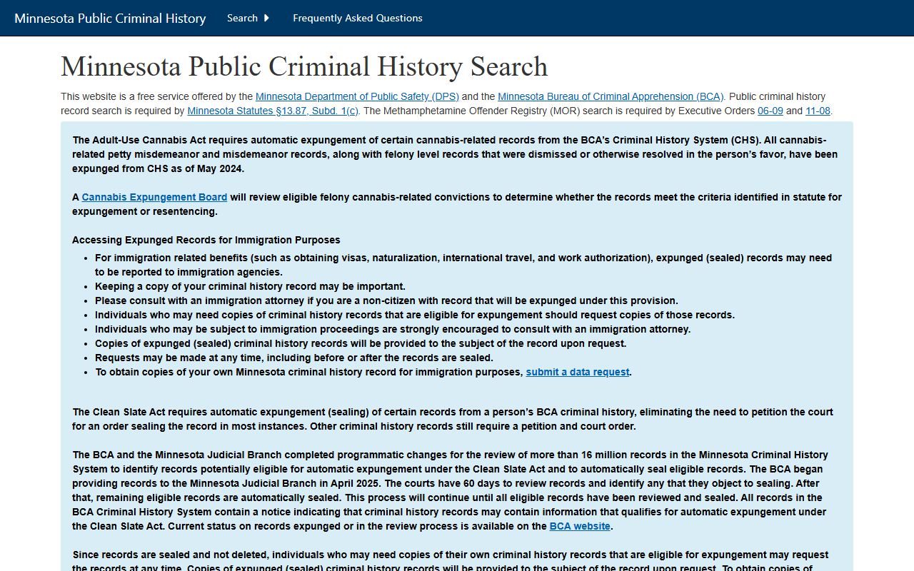 Grant County criminal court records BCA public criminal history