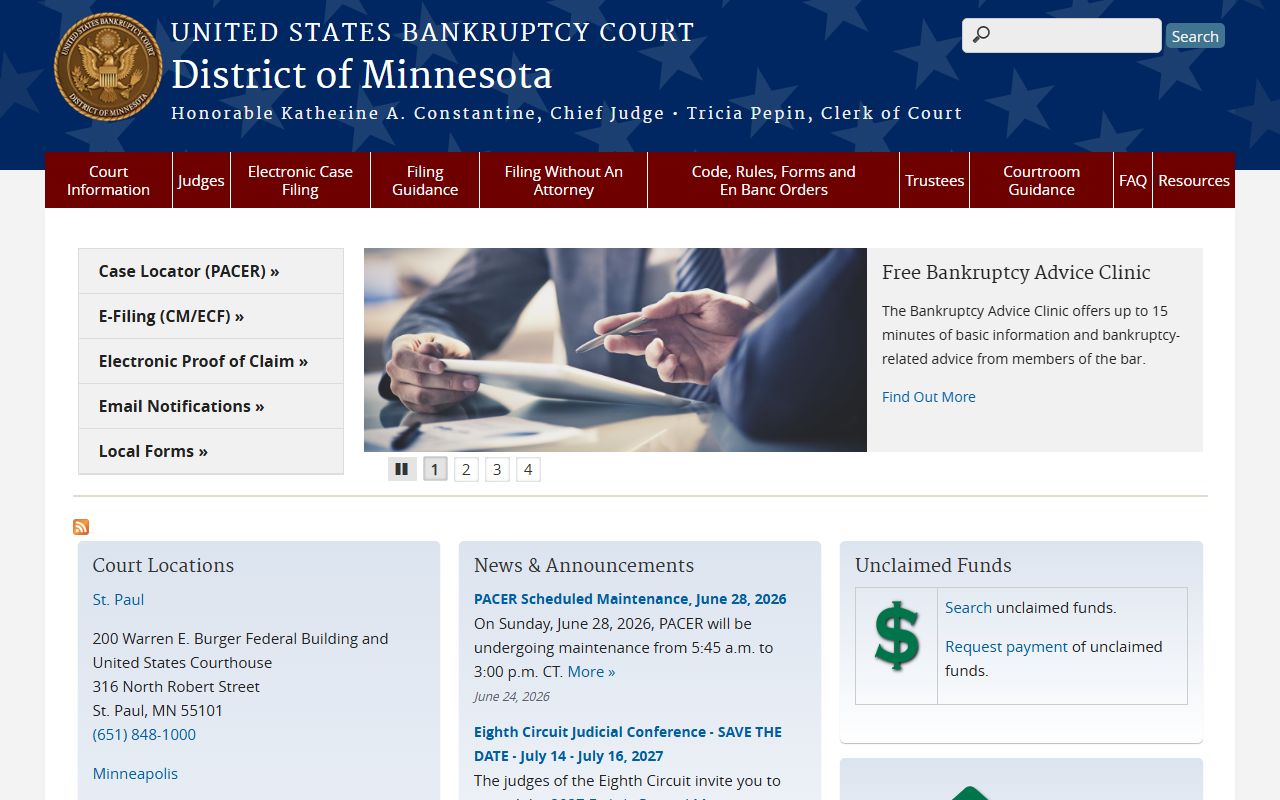 Grant County District Court U.S. Bankruptcy Court District of Minnesota