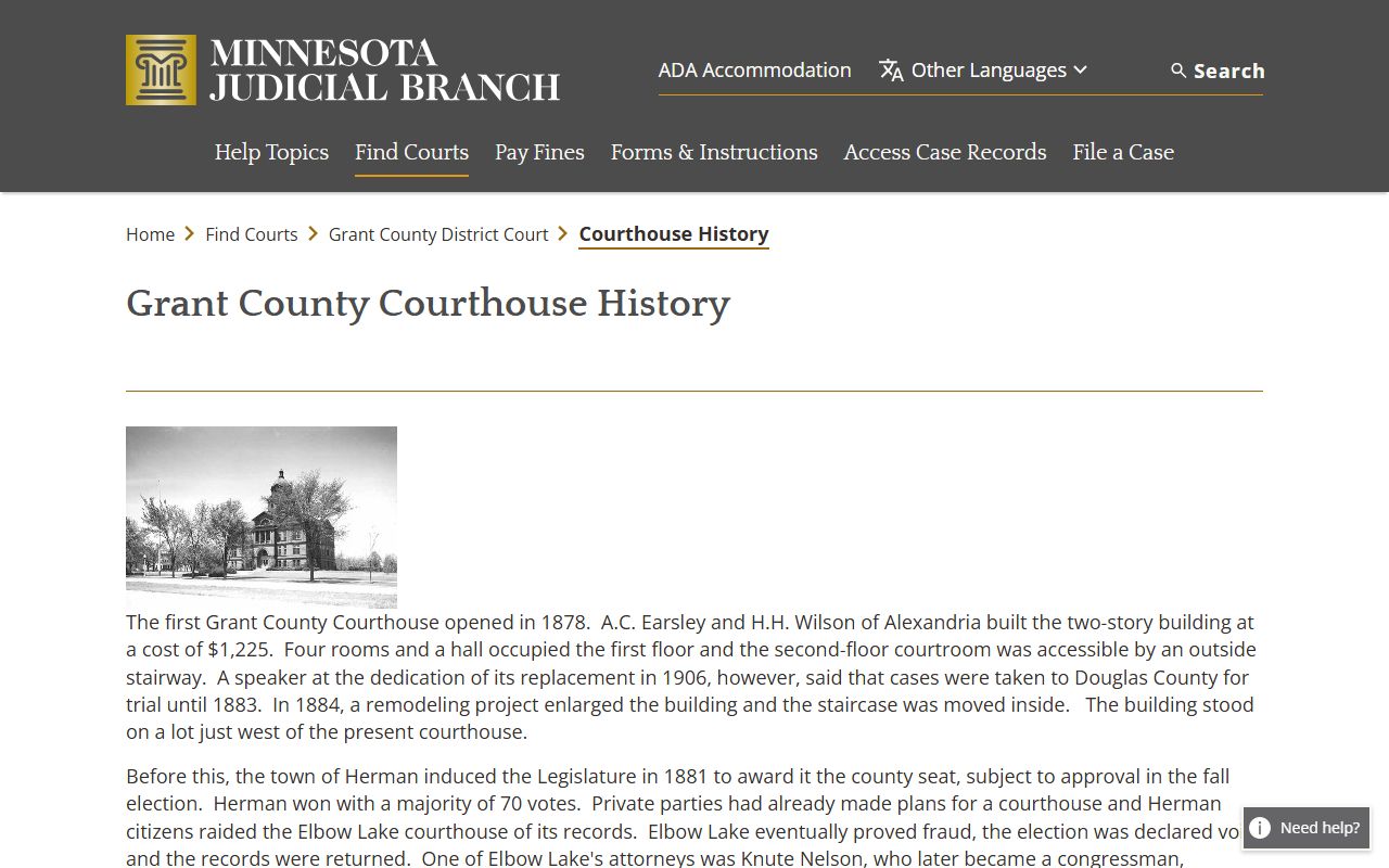 Grant County Court records courthouse history