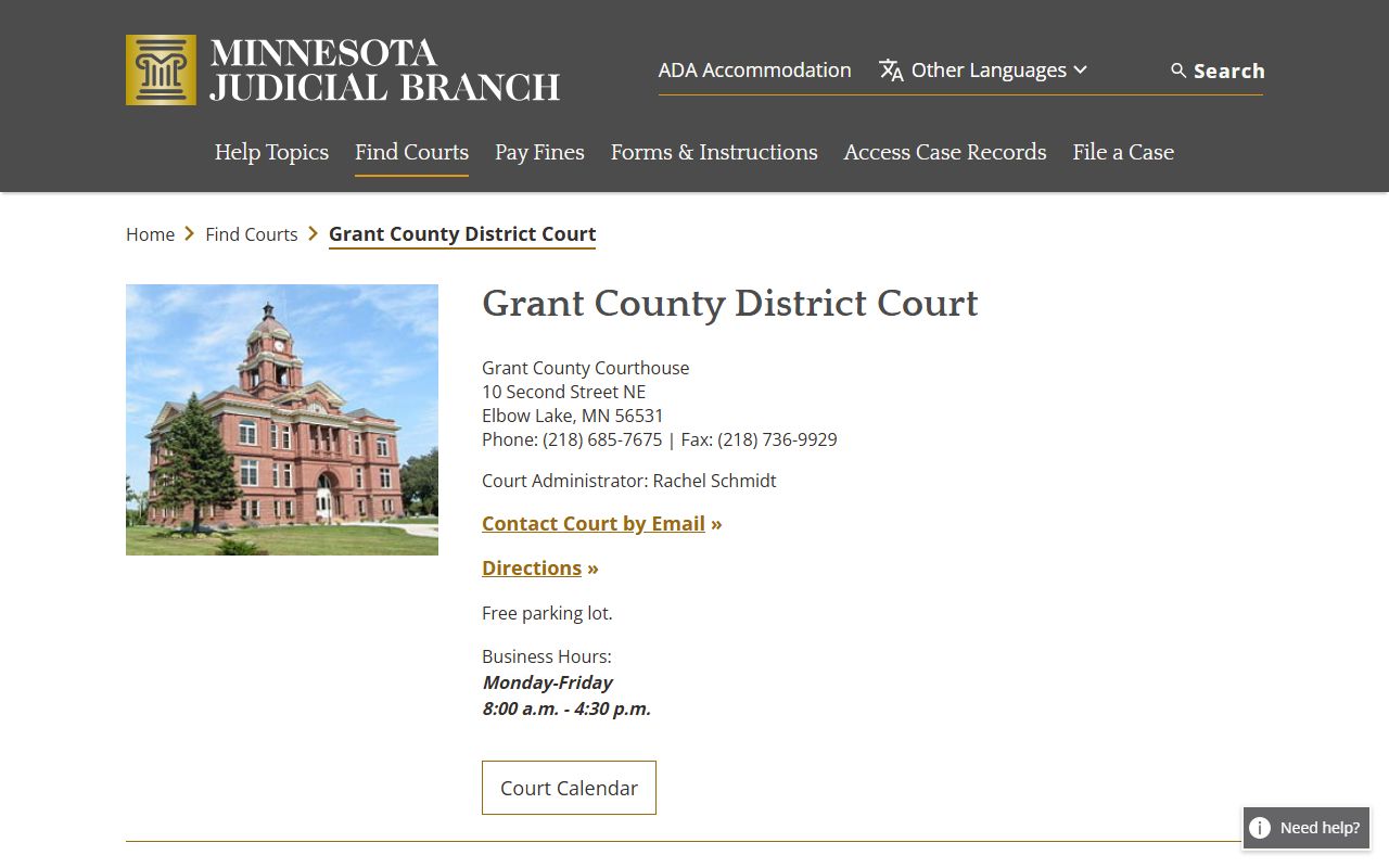 Grant County Court records District Court official page