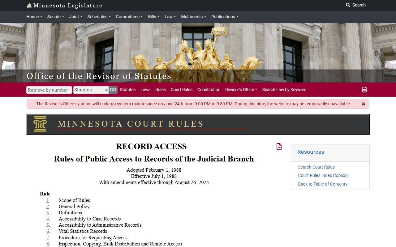 Grant County Court records Rules of Public Access