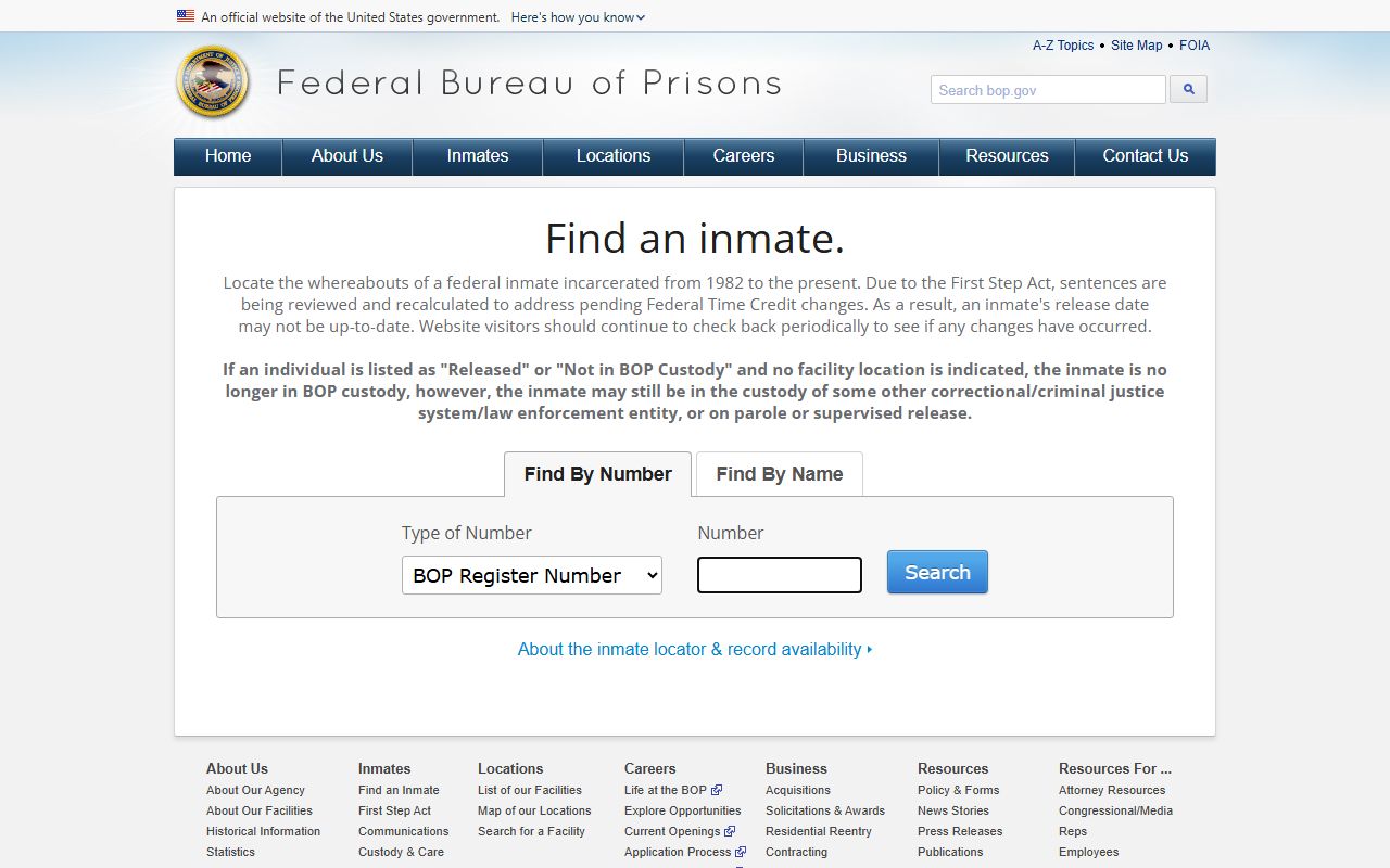 Grant County inmate records federal Bureau of Prisons inmate locator